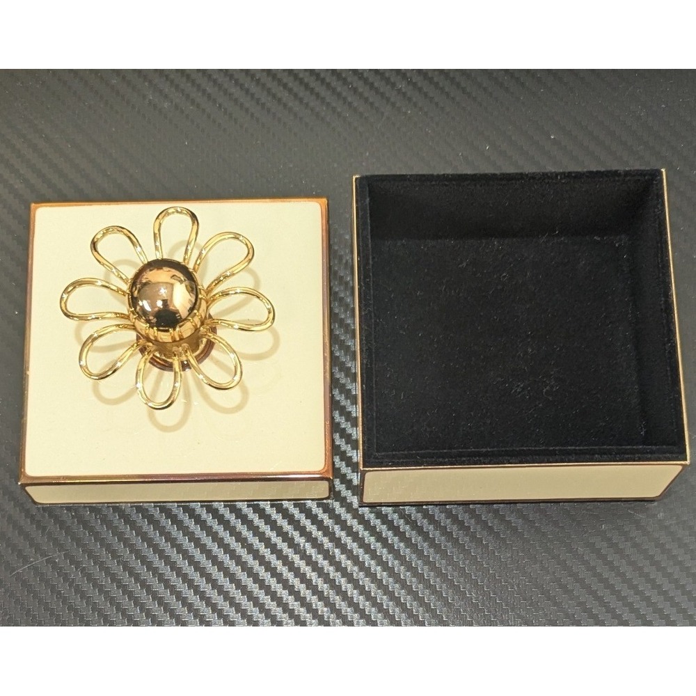 KATE SPADE New York Gold Plated Jewelry Box Trinket Keaton Street Cream/Black